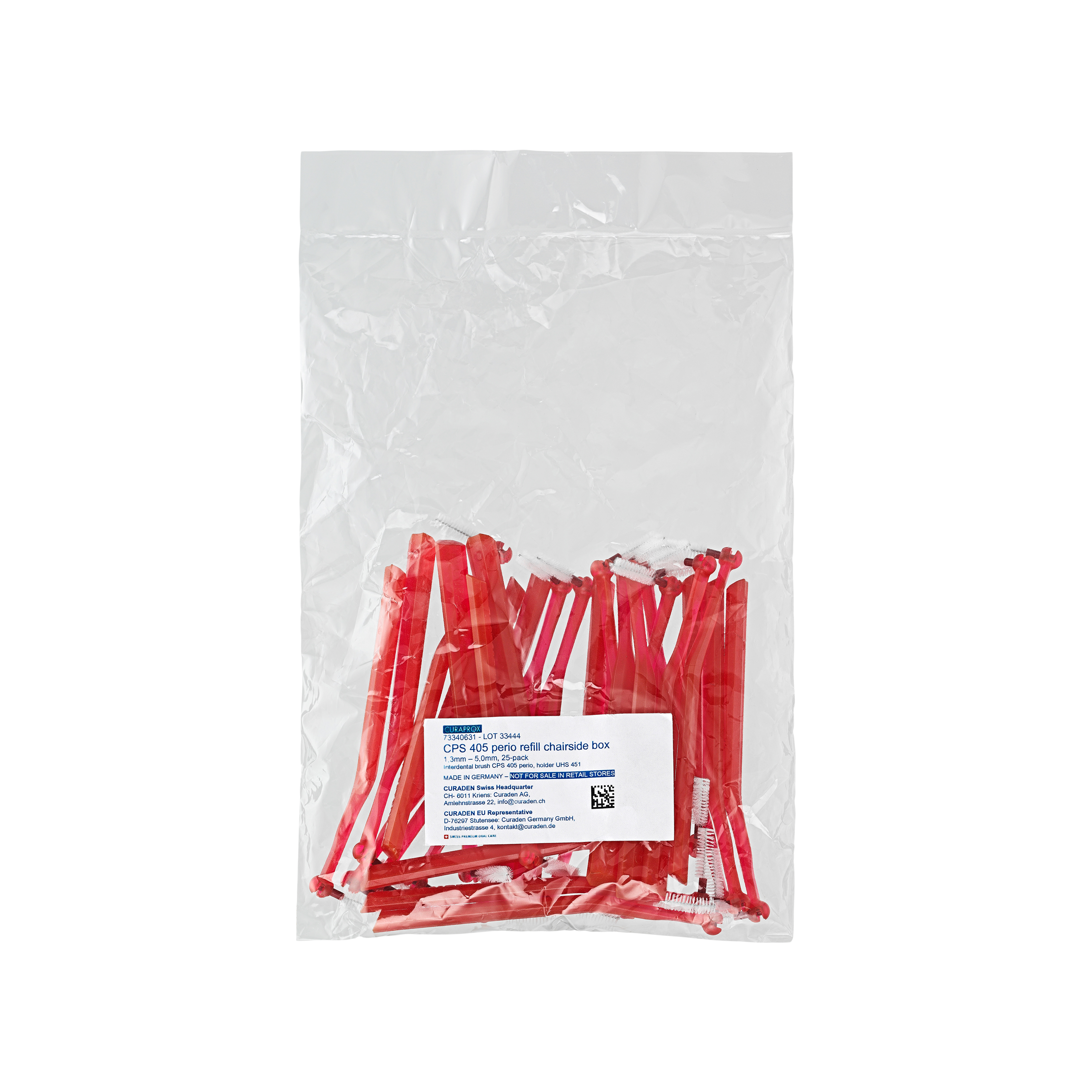 Curaprox Perio Handy Interdental Brush CPS 405 Cherry Red 1.3-5mm 25pk