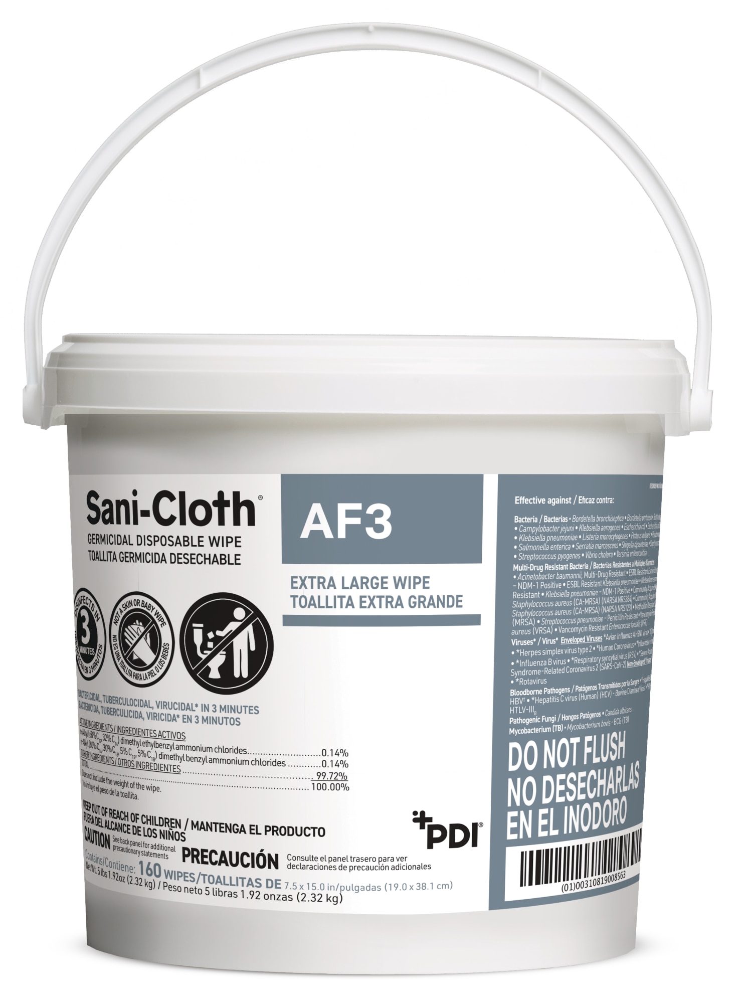 Sani-Cloth AF3 Germicidal Wipes Pail 2/Ca