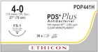 PDS Plus Suture 4-0 27" Triclosan/Polydioxanone Monofilament FS-1 Undyed 36/Bx