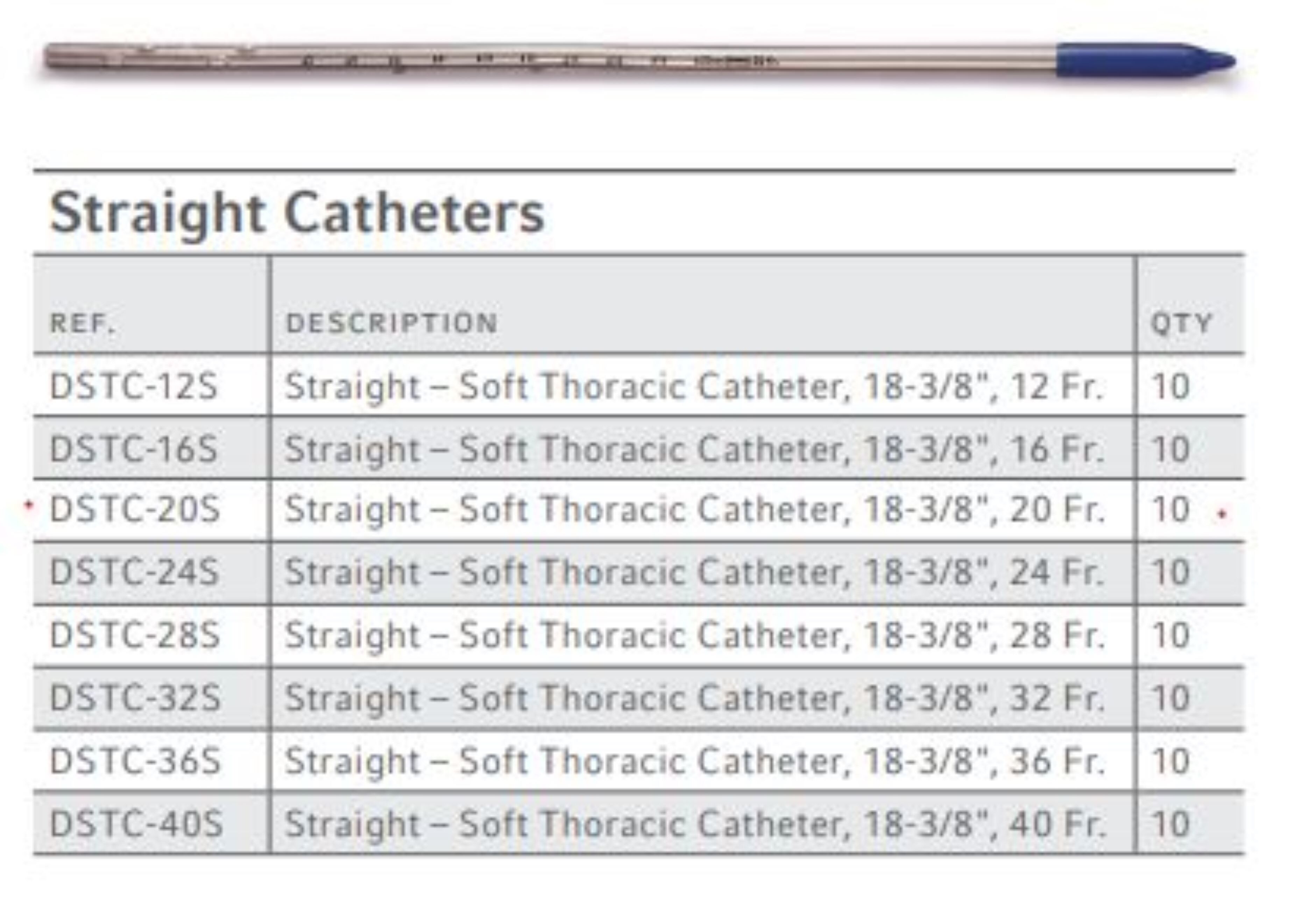Pleur-evac PVC Thoracic Catheter 20Fr Sealed Tip