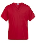 Cherokee Scrub Shirt V-Neck 1 Pocket Short Sleeves Large Red Unisex Ea