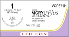 Coated Vicryl Plus Suture 1 36" Triclosan/Polyglactin 910 Braid CTX Violet 12/Bx