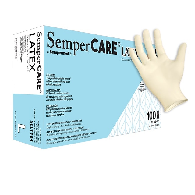 Sempercare Latex Exam Gloves X-Small Cream Non-Sterile 100/Bx