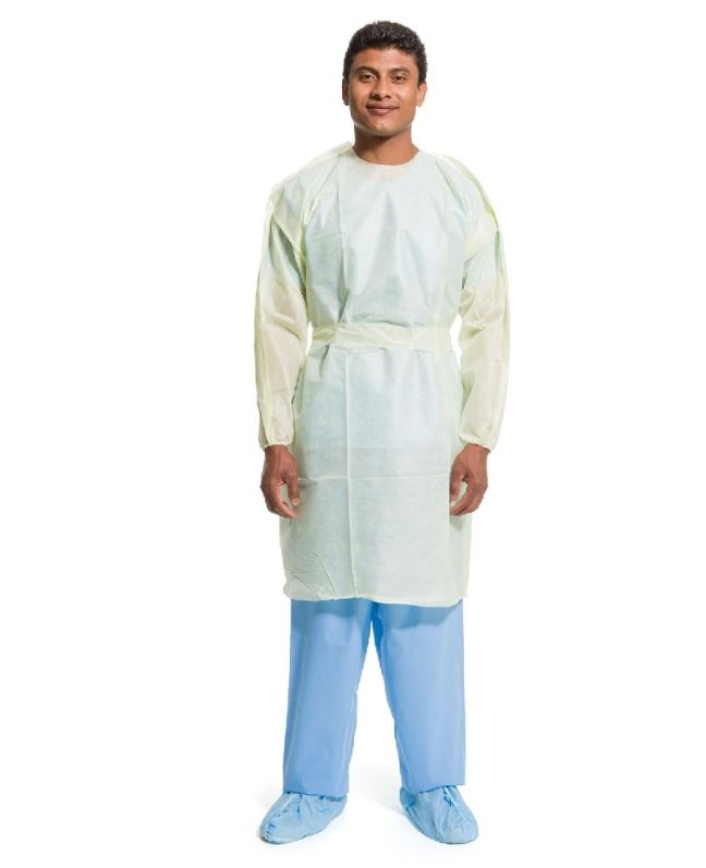 Isolation Gown AAMI Level 2 Sft Lghtwght Nn Irtng SMS Mtrl X-Large Yellow 100/Ca