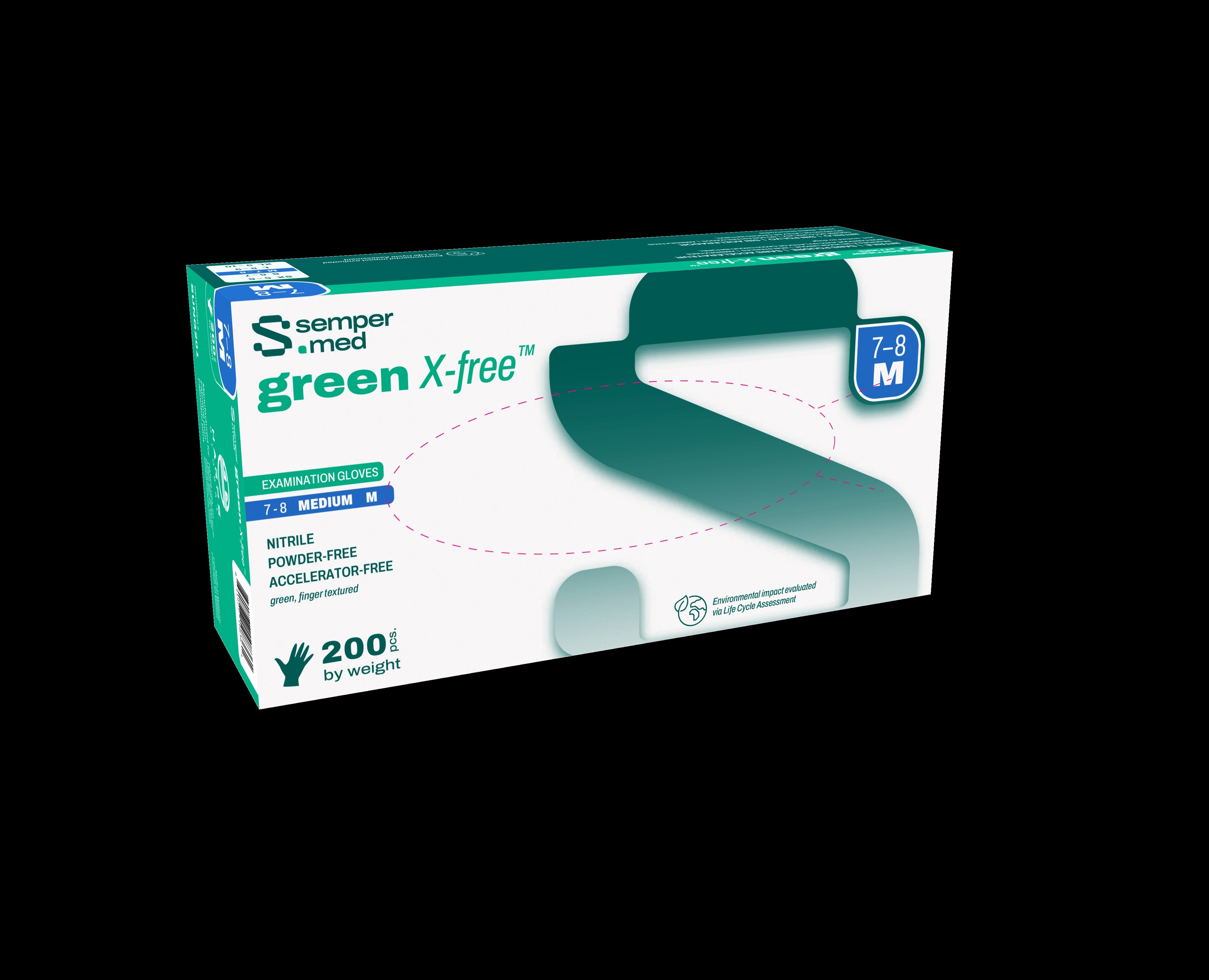 green X-free Nitrile Exam Gloves X-Large Green Non-Sterile 180/Bx