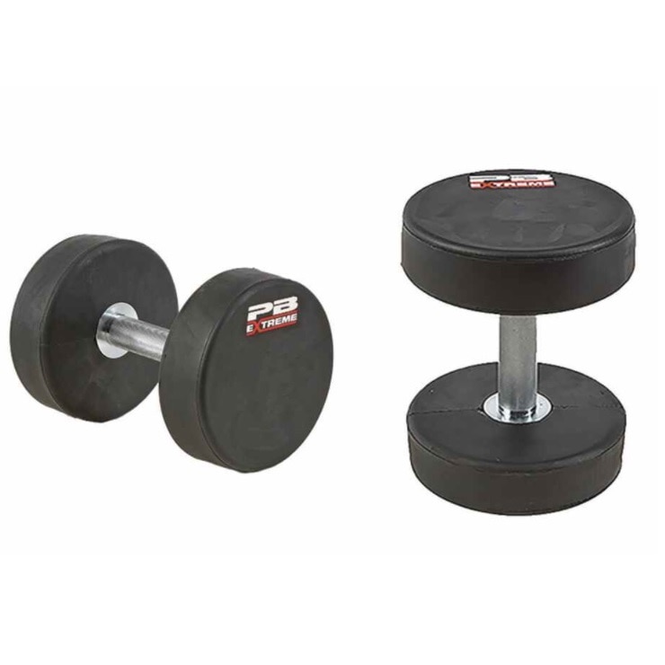 PB Extreme Weight Dumbbell 60lb Rubber Encased Black/Silver