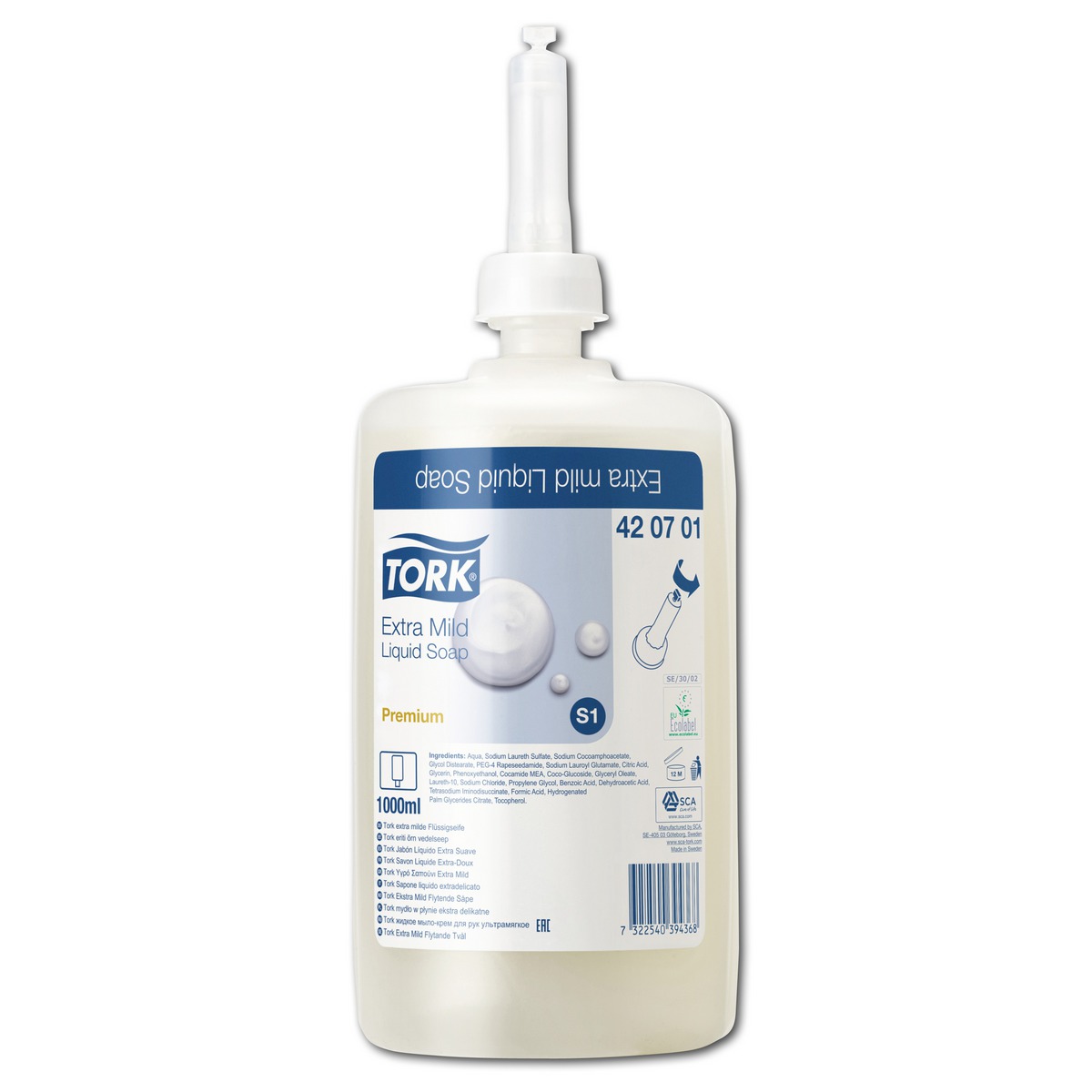 Tork Liquid - Fles, 1 liter Extra mild