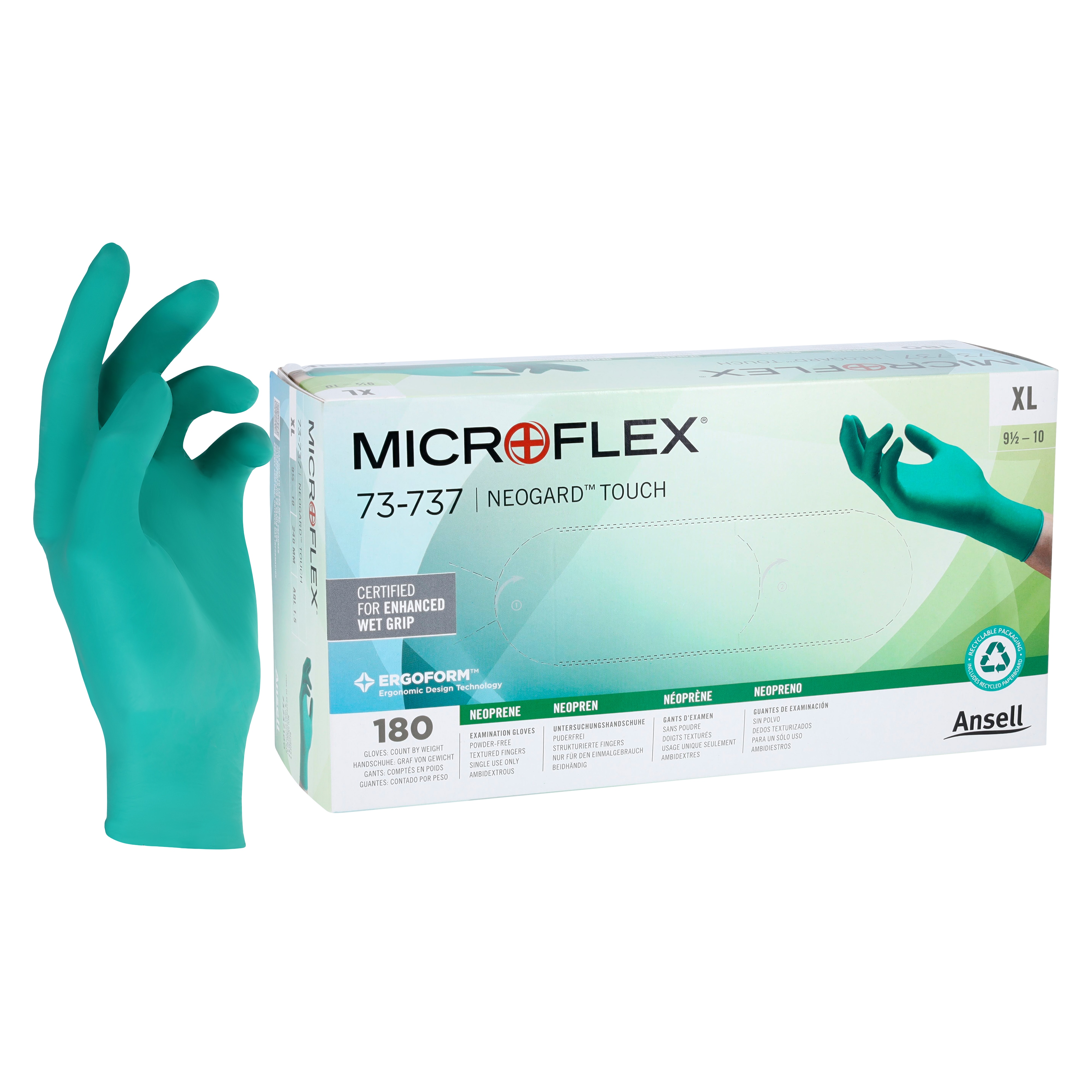 MICROFLEX Neogard Touch Neoprene Exam Gloves X-Large Green Non-Sterile 200/Bx