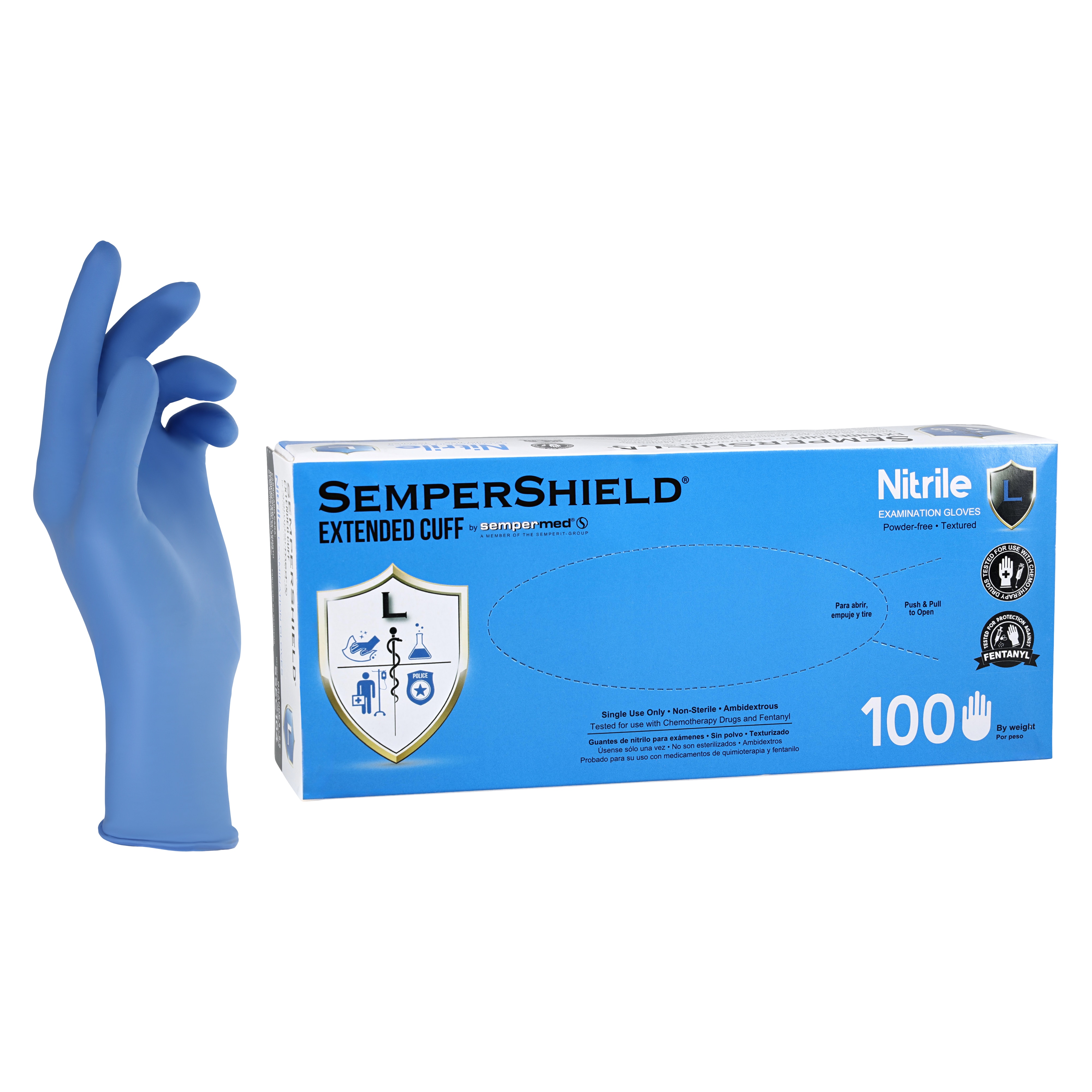 force+ Nitrile Exam Gloves Large Blue Non-Sterile 100/Bx