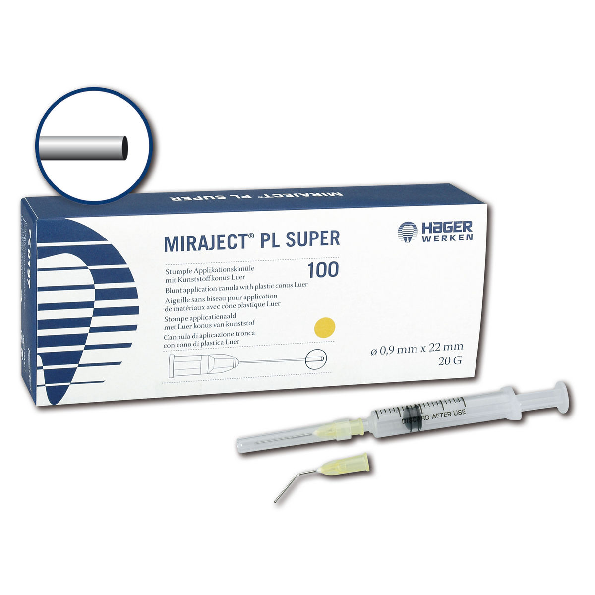 Miraject stompe naalden - PL Luer Lock, 22 x 0,9 mm