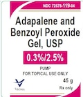 Adapalene/Benzoyl Peroxide Topical Gel 0.3%/2.5% Bottle 45gm Each