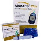 AimStrip Plus Blood Glucose Meter Starter Pack CLIA Wvd W/ 10 Lnct/Cry Cs/Mnl Ea