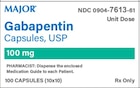 Gabapentin Capsules 100mg Blister Pack 10x10 Unit Dose Each