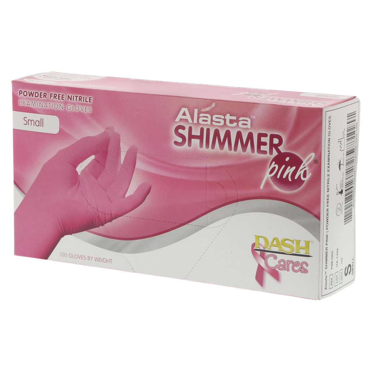 Alasta Shimmer Nitrile Exam Gloves Small Pink Non-Sterile
