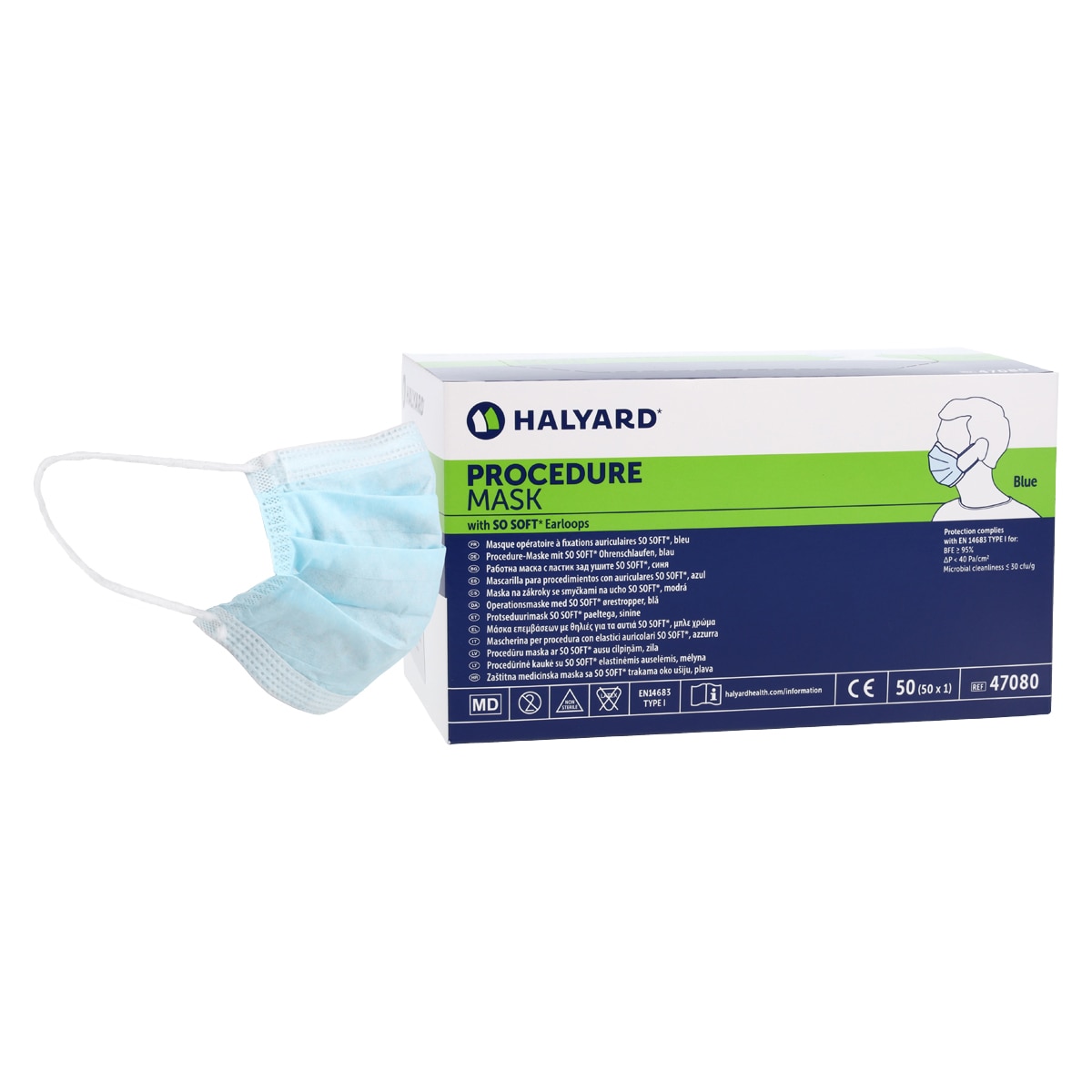 Tecnol Procedure Mask Not ASTM Rated Blue Adult 50/Bx