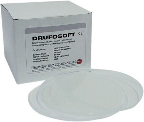 Drufosoft dieptrekplaat transparant, Ø 120 mm - Dikte 2 mm, 50 stuks