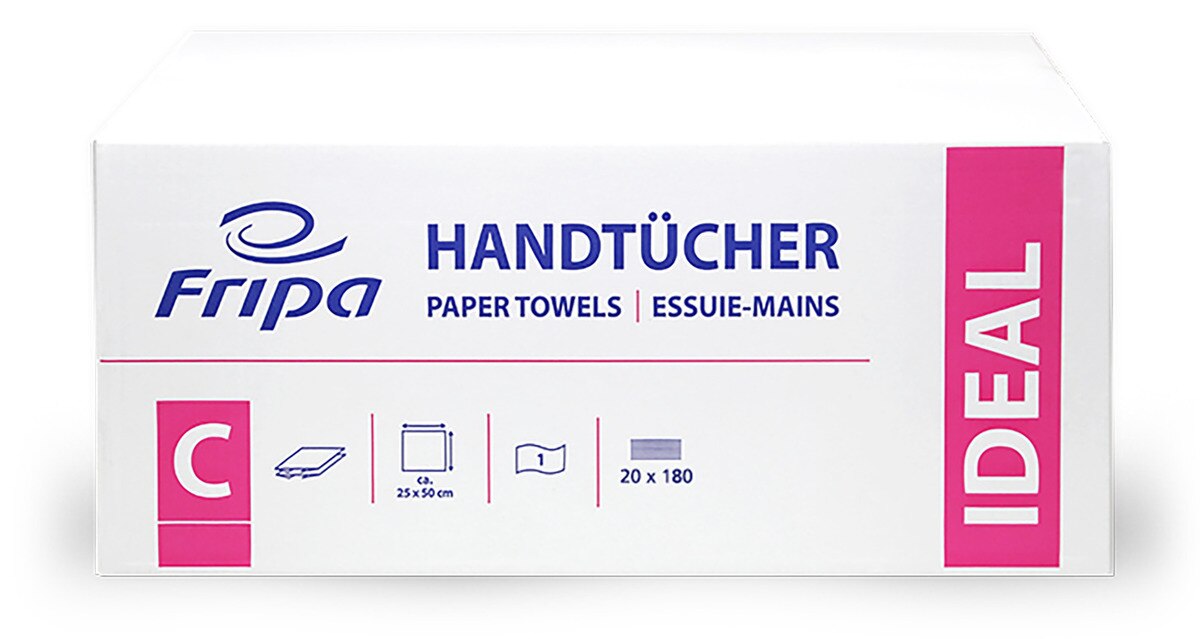 Handdoek papier - wit 1- laags, 25 x 23 cm, 5000 stuks