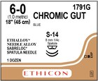Suture 6-0 18" Chromic Gut Monofilament S-14/S-14 Brown 12/Bx