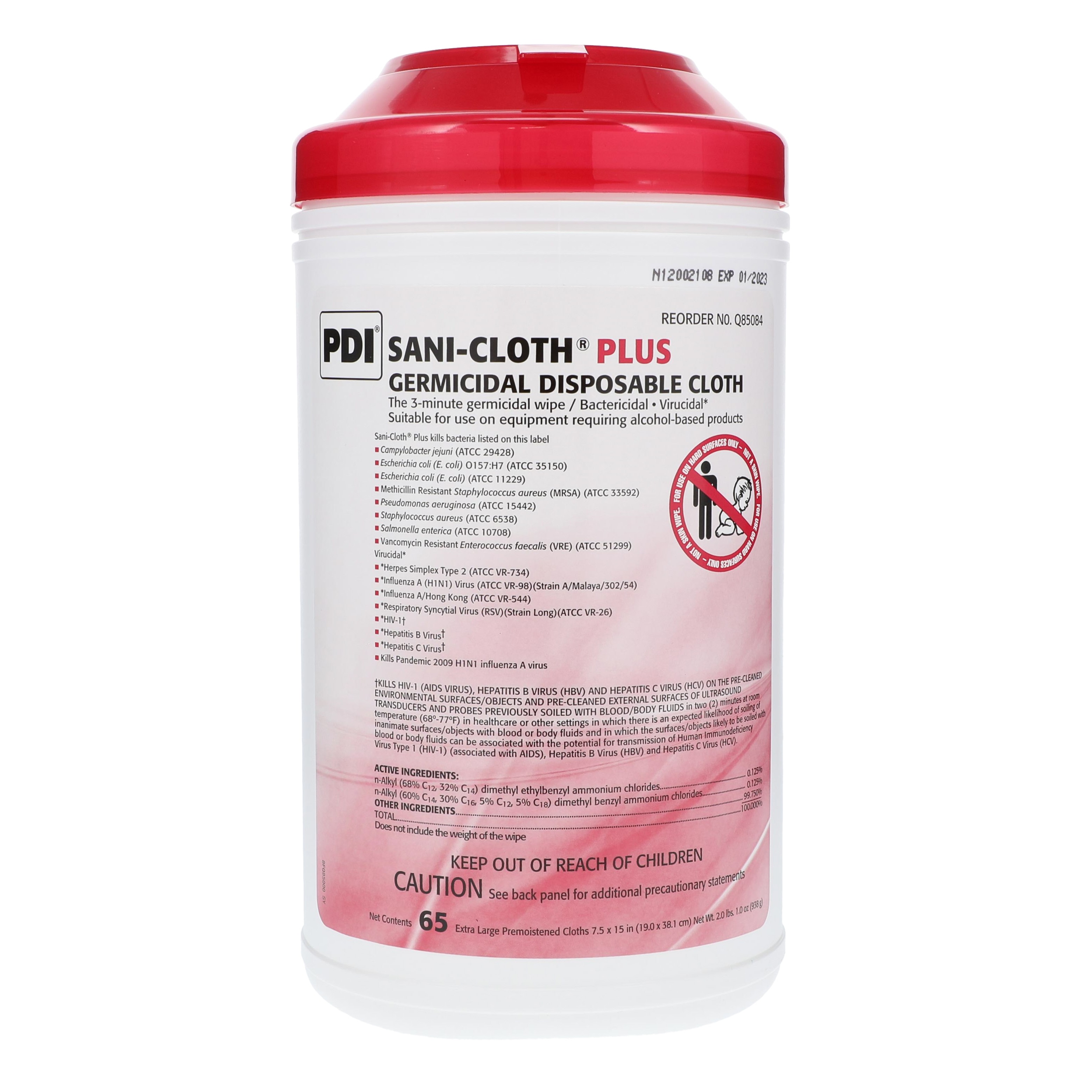 Sani-Cloth Plus Germicidal Cloth X-Large Canister 65/Pk