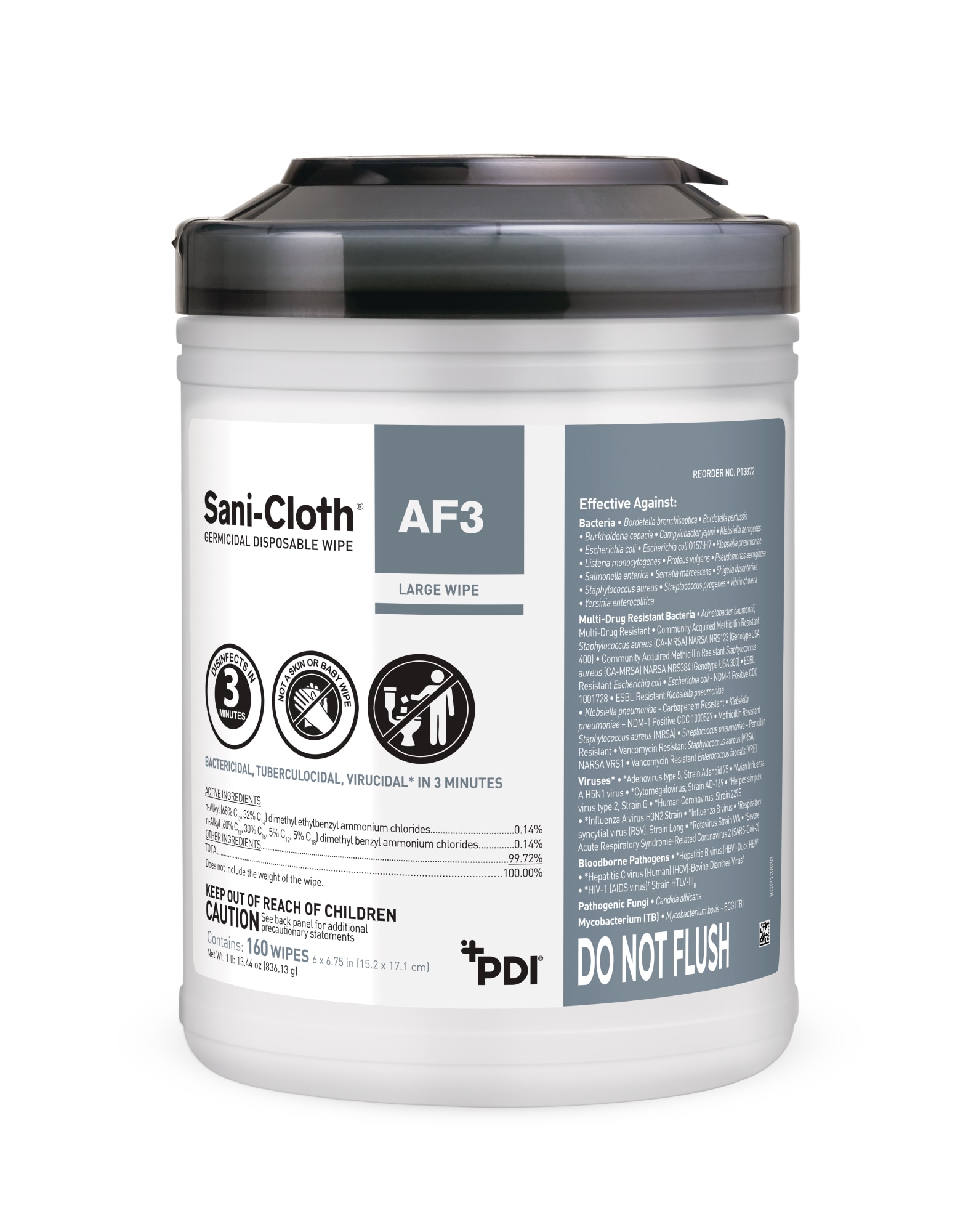 Sani-Cloth AF3 Germicidal Wipes Large Canister 160/Pk