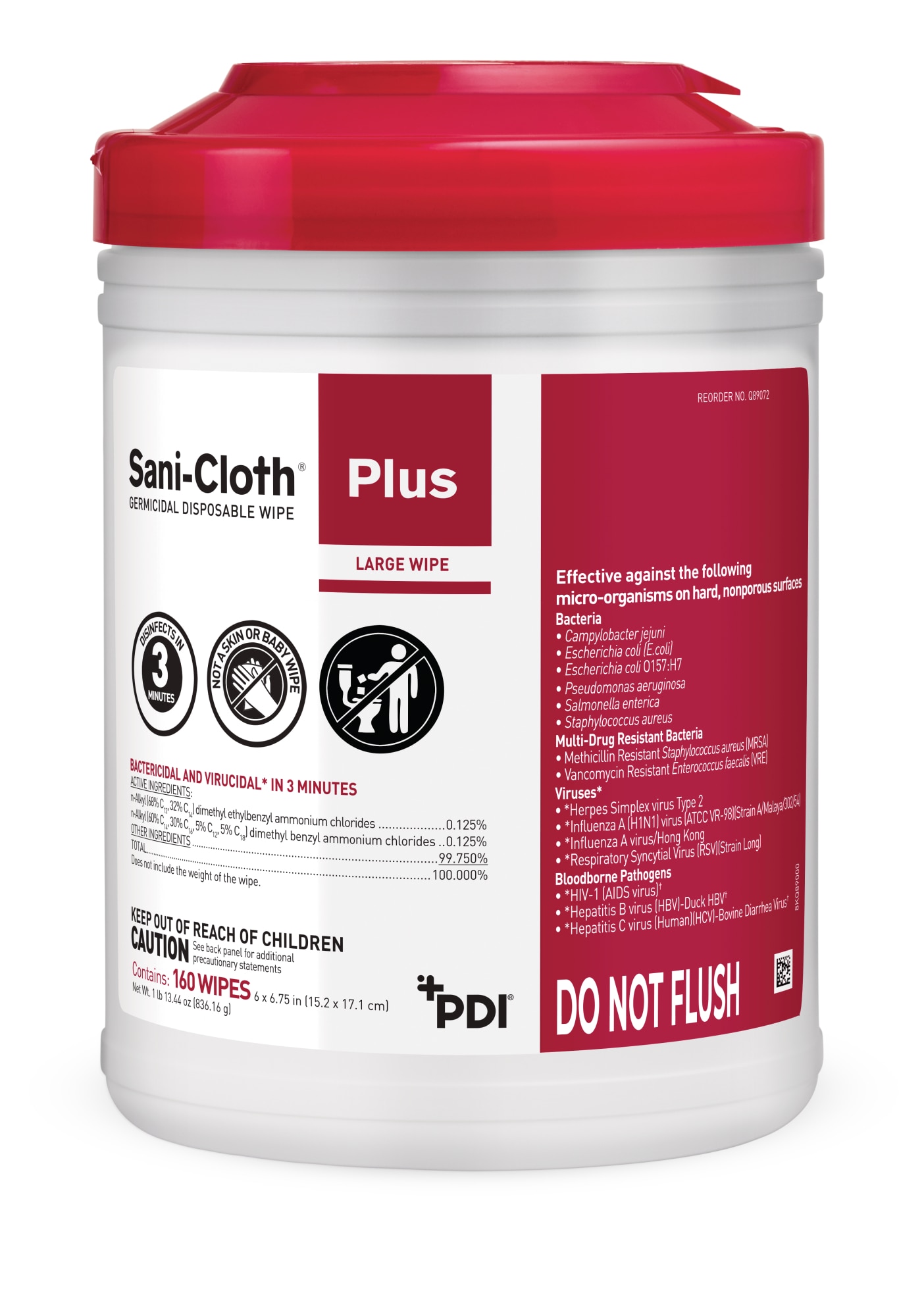 Sani-Cloth Plus Germicidal Cloth Large Canister 160/Cn