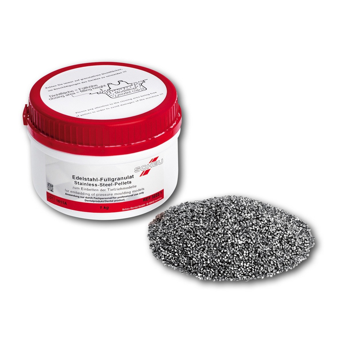 Edelstaal vulgranulaat - Verpakking, 1000 g