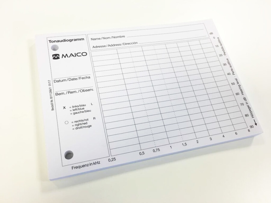 Audiogrampapier voor Maico - model ST10, per blok van 50st.