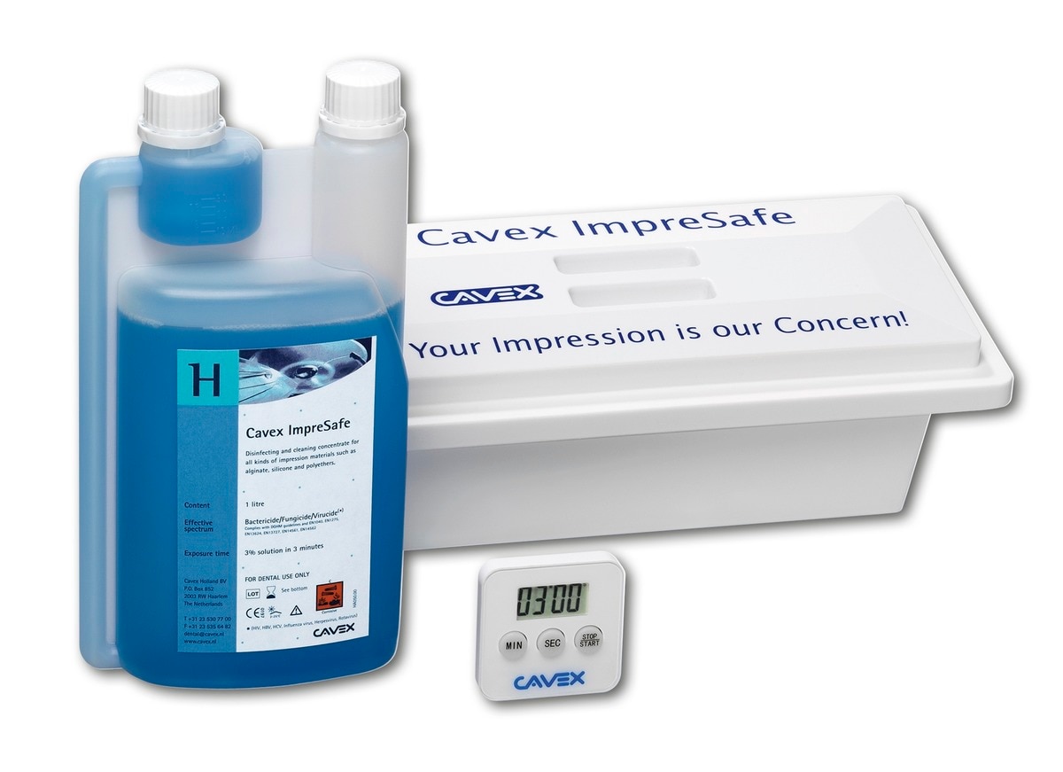 Accessoire Kit + Cavex ImpreSafe - Accessoire Kit, 1 liter vloeistof, desinfectiebak en timer