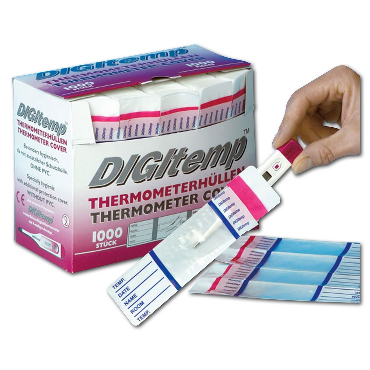 Thermometerhoesjes - met glijmiddel, per 1000 stuks