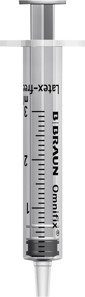Injectiespuit 3-delig, luer - 3ml, per 100 stuks