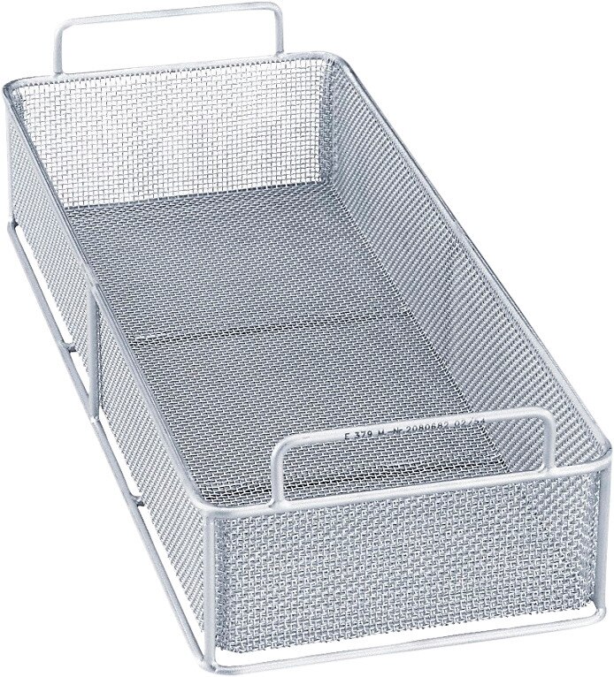 Inzetten en toebehoren voor Thermo-desinfector - Zeefkorf 1/2 maaswijdte 1,7 mm - E 379 (H 80 + 30, B 180, D 445 mm)