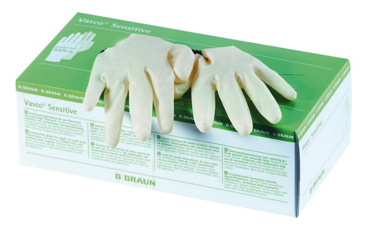 Vasco Sensitive latex handschoen PF - XL, per 90 stuks