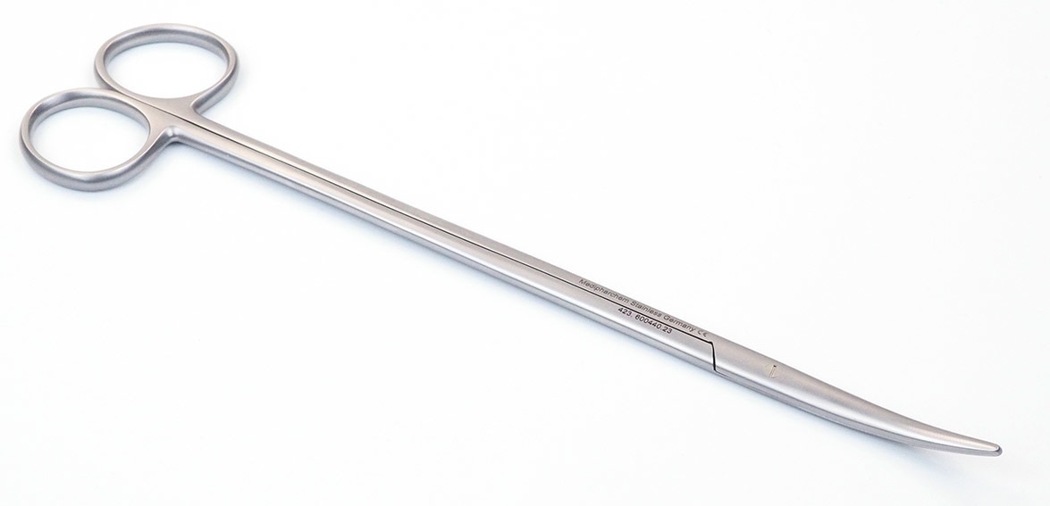 Prepareerschaar Metzenbaum gebogen st/st linkshandig - 23 cm