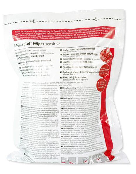 Meliseptol wipes sensitive - navulling voor dispenser 60 doekjes