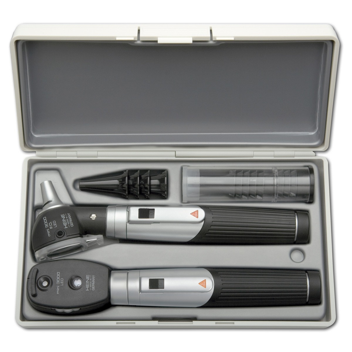 Mini 3000 LED oog/oor set batterij - otoscoop + oogspiegel + etui
