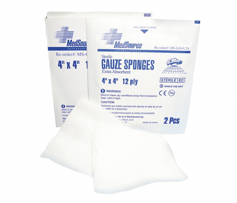 Cotton Gauze Sponge 4x4" 12 Ply Sterile Not Made With Natural Rubber Latex
