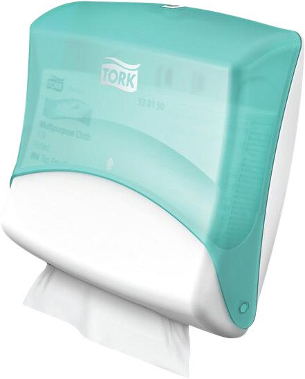 Folded wiper wanddispenser W4 - wit/turquoise - 654000
