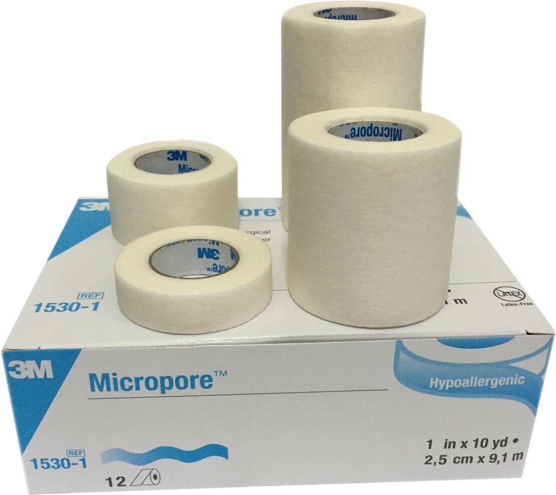 Micropore - 2,5cm x 9,1 m, 12 stuks, wit