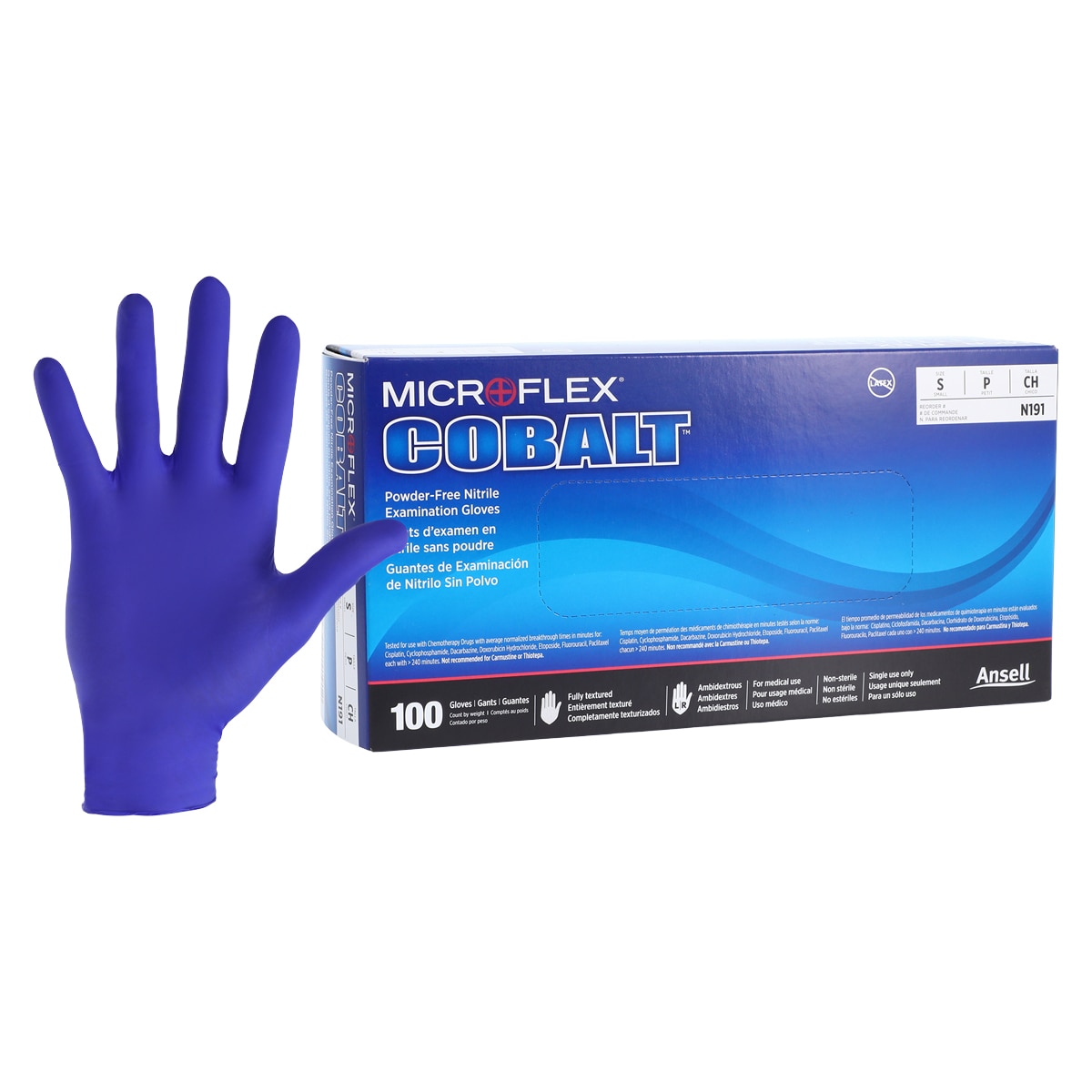 MICROFLEX Cobalt Nitrile Exam Gloves Small Blue Non-Sterile 100/Bx
