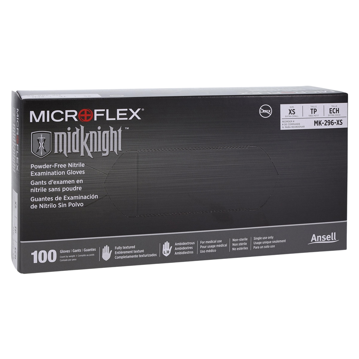 MICROFLEX MidKnight Nitrile Exam Gloves X-Small Black Non-Sterile 100/Bx