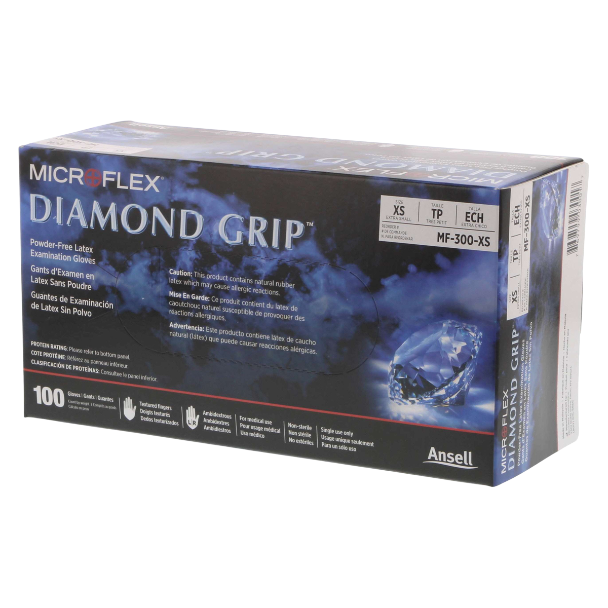 MICROFLEX Diamond Grip Latex Exam Gloves X-Small Natural Non-Sterile 100/Bx