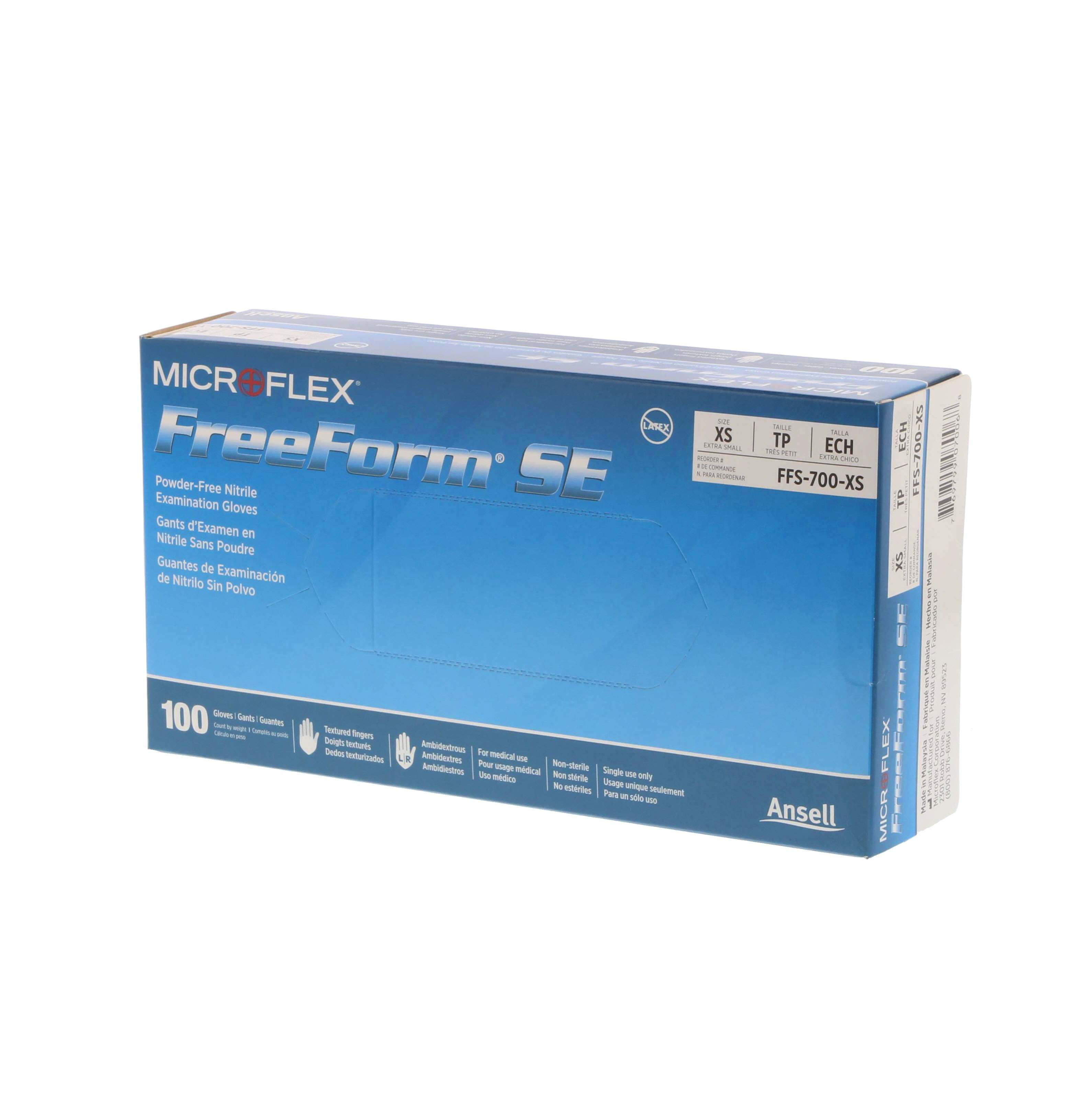 MICROFLEX FreeForm SE Nitrile Exam Gloves X-Small Blue Non-Sterile 100/Bx