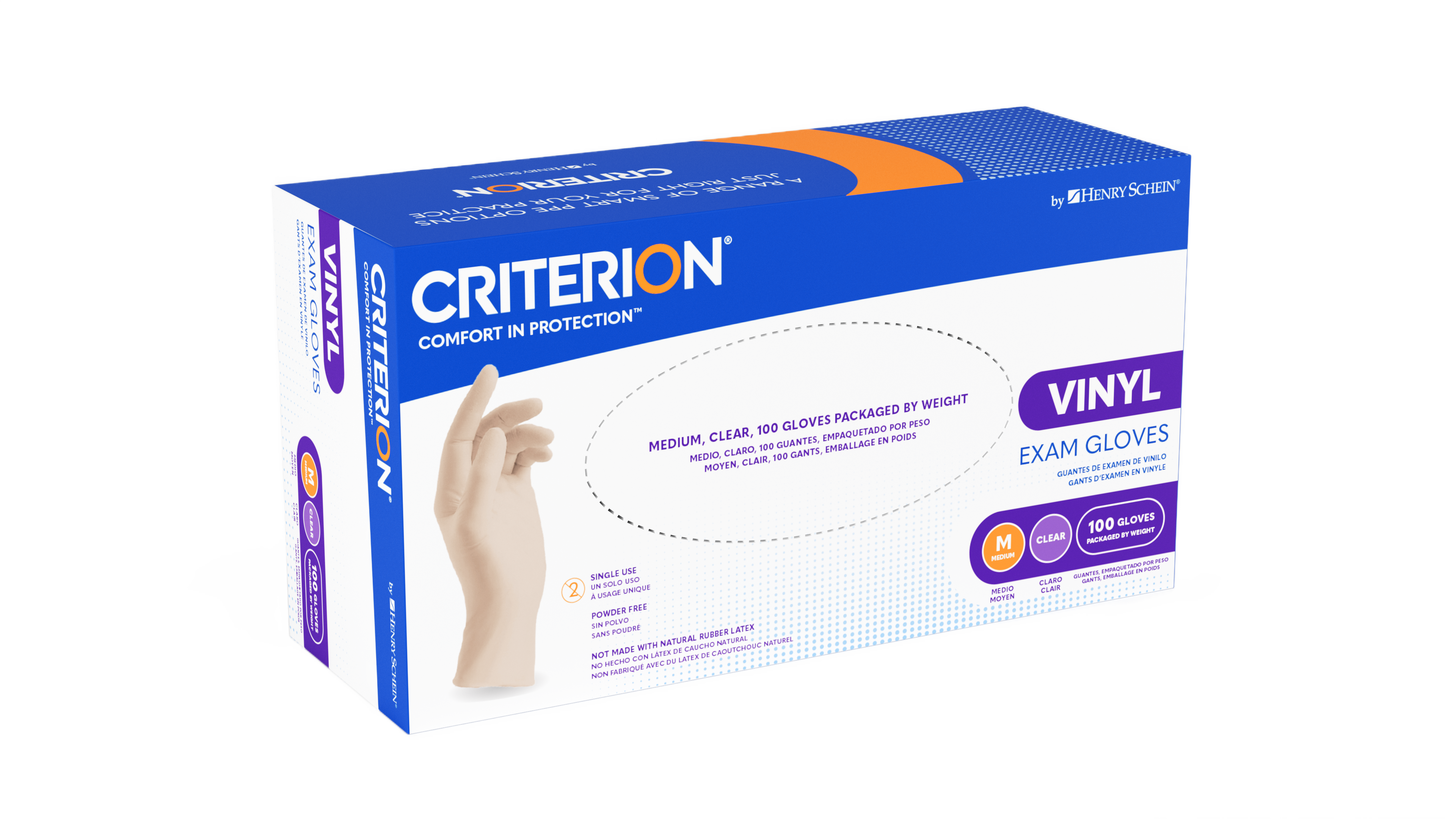 Criterion Vinyl Exam Gloves Medium Standard Clear Non-Sterile