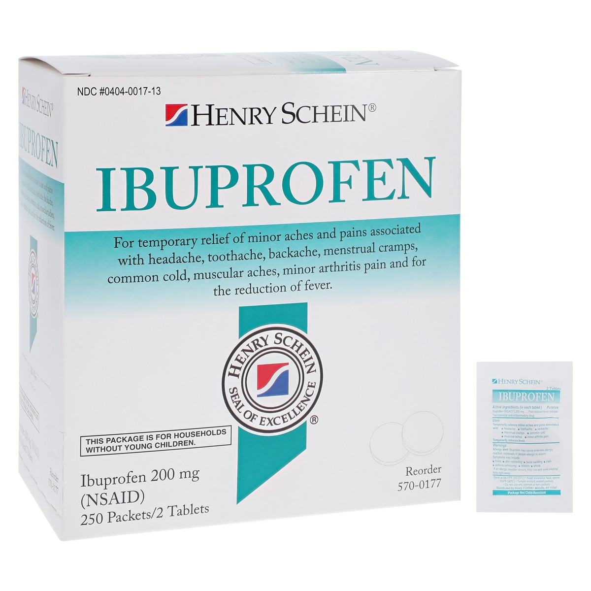 Ibuprofen NSAID Tablets 200mg Pouch 250x2/Bx