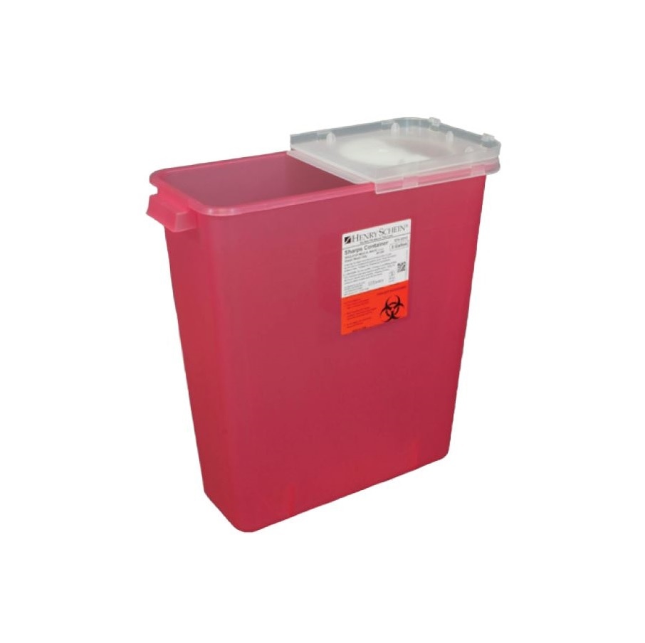 Sharps Container 3gal Red/Clear 12-1/2x6x13-1/2" Ld PP Ea