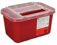 Sharps Container 1gal Red/Clear 10-3/10x7x5-3/5" Sliding Lid Polypropylene Ea