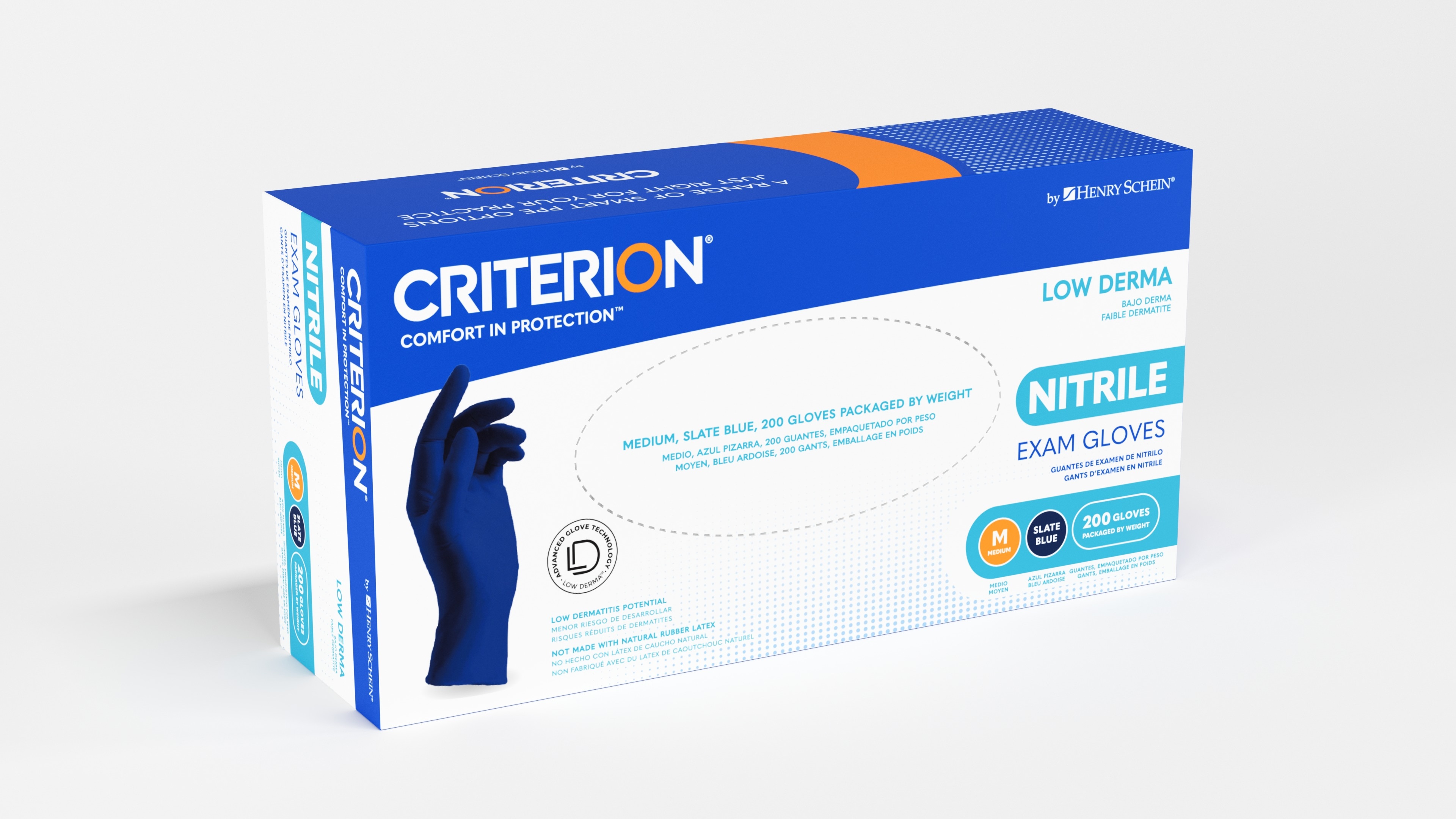 Criterion Low Derma Nitrile Exam Gloves X-Small Blue Non-Sterile