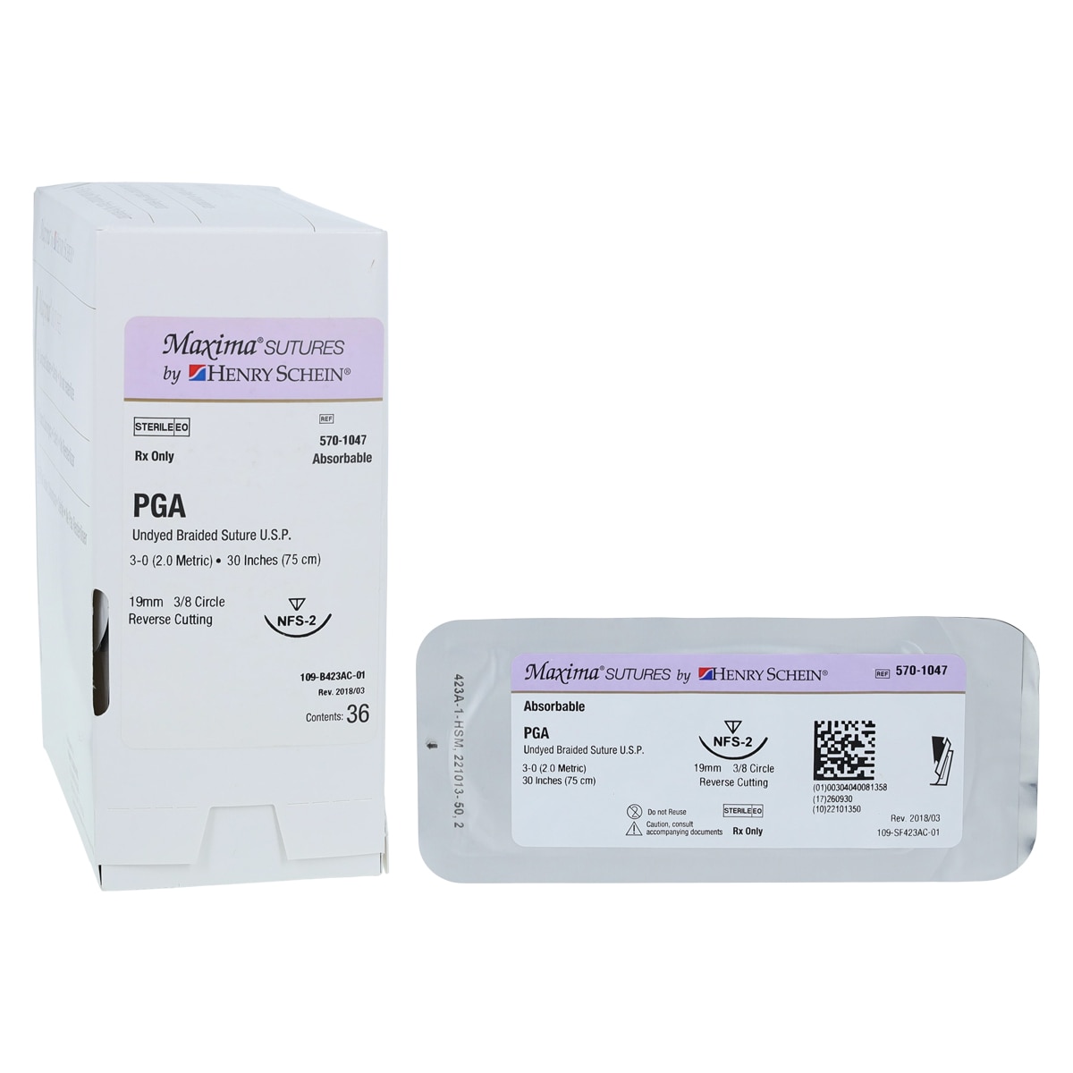 Maxima Suture 3-0 1-30" Polyglycolic Acid Braided NFS-2 Undyed 36/Bx