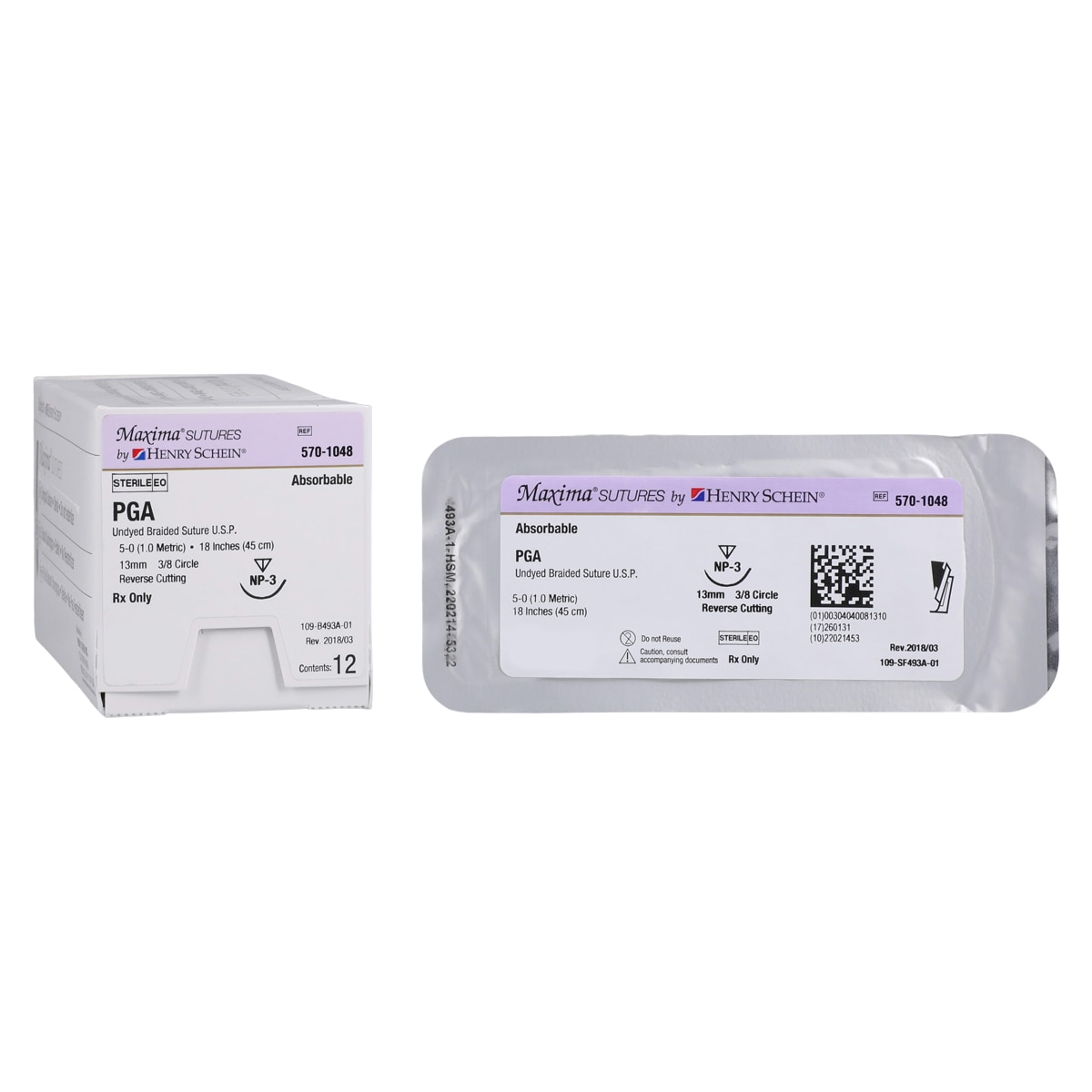 Maxima Suture 5-0 1-18" Polyglycolic Acid Braid NP-3 Undyed 12/Bx