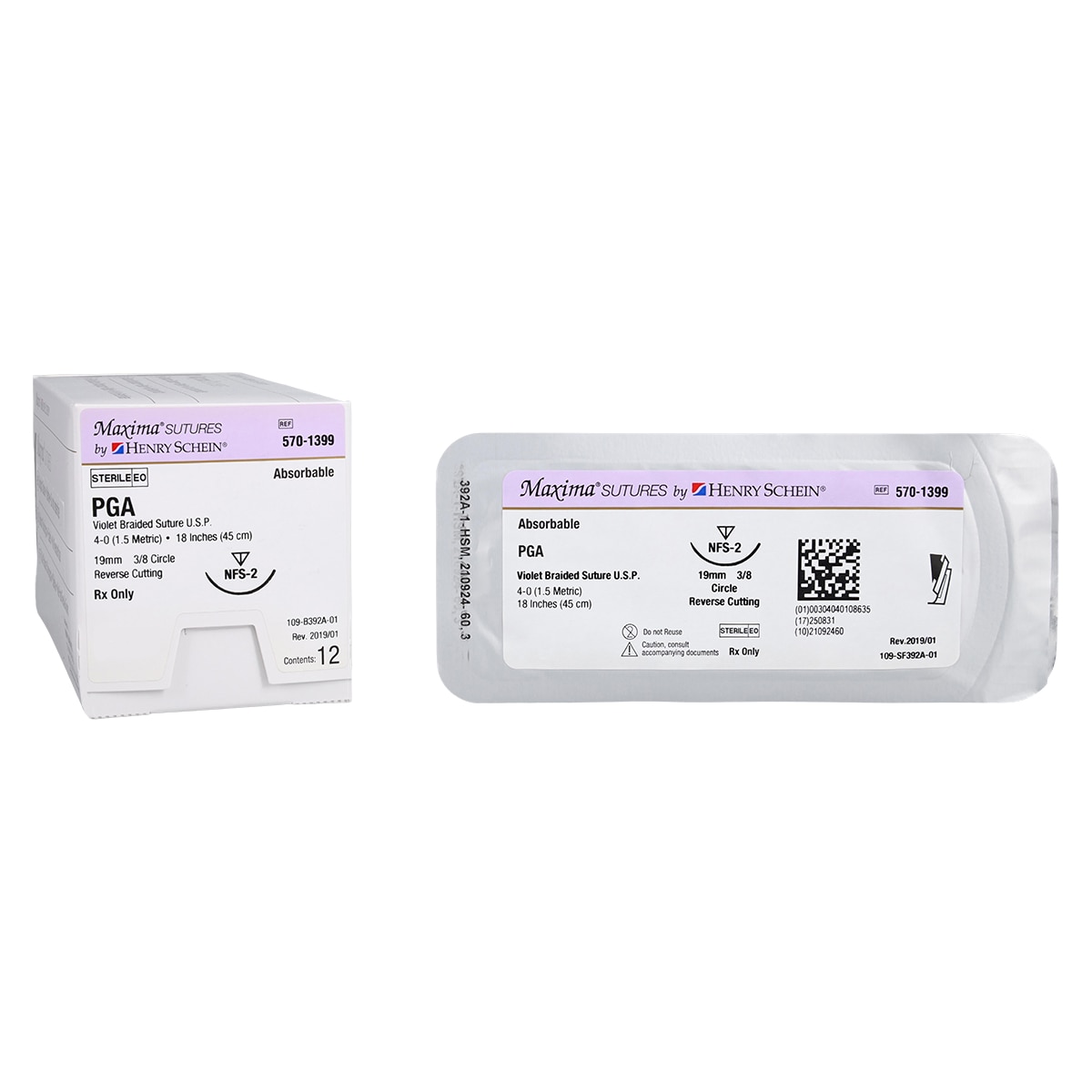Maxima Suture 4-0 18" Polyglycolic Acid Braid NFS-2 Violet 12/Bx